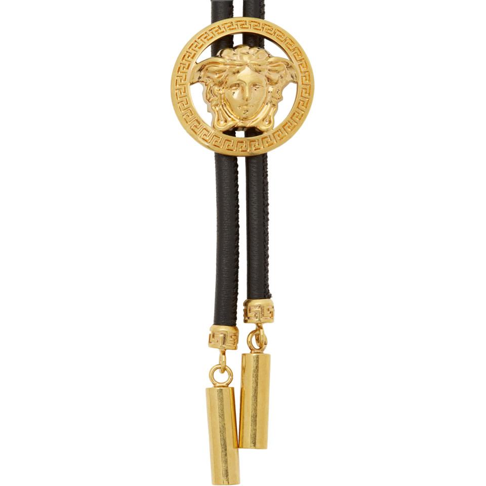 Versace Black Bolo Tie Necklace | Lyst