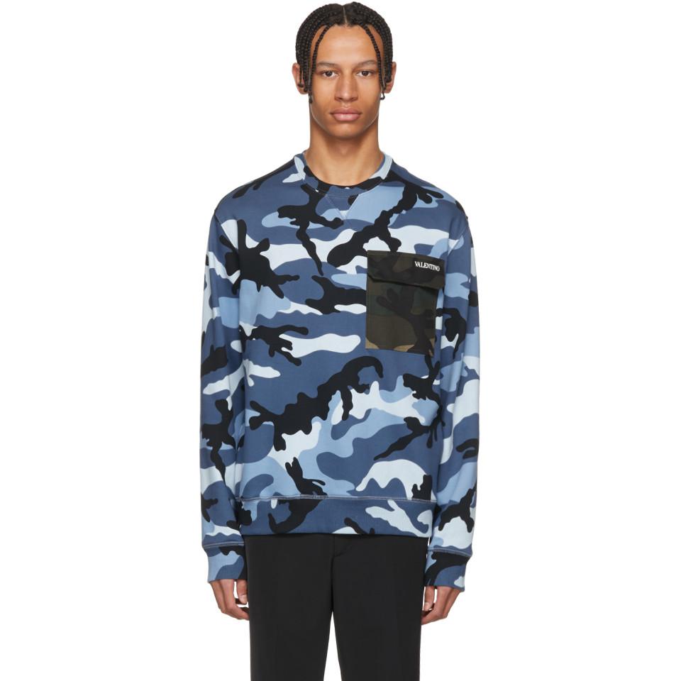 valentino blue camo sweatshirt