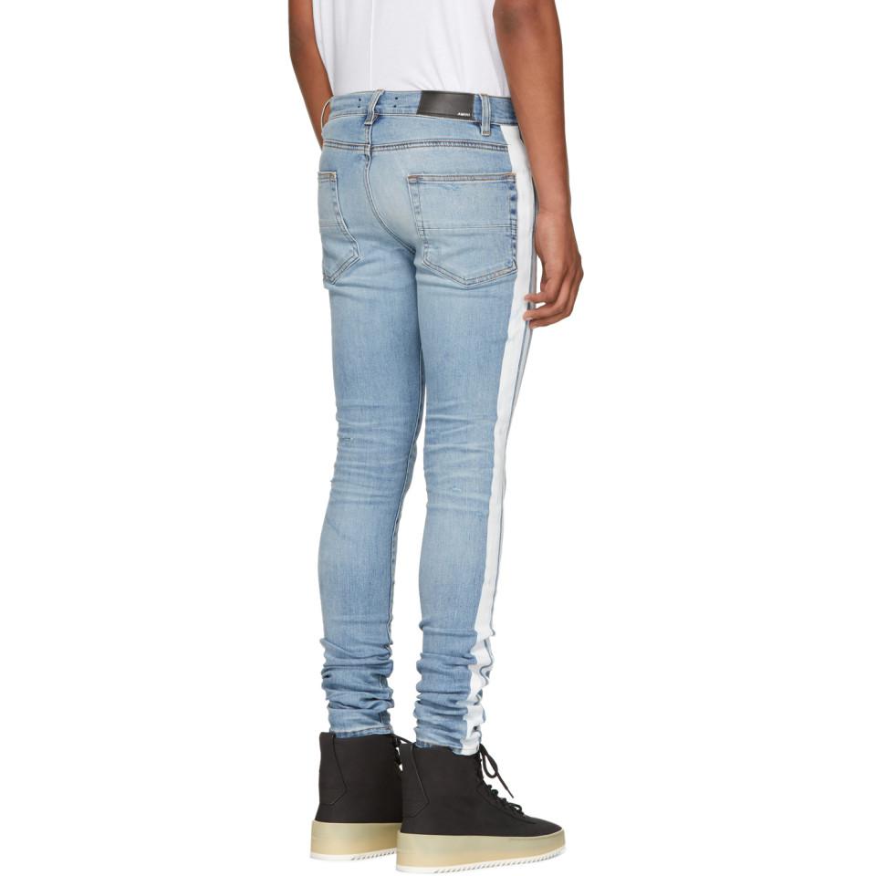 Amiri Blue And White Stack Track Jeans for Men | Lyst