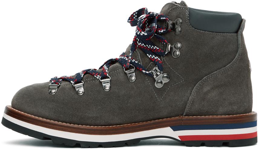 Moncler Grey Suede Peak Boots in Green for Men | Lyst