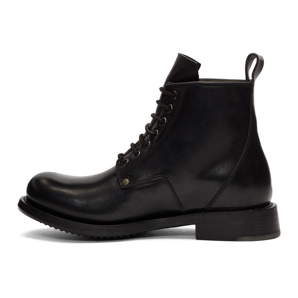 Rick Owens Leather Black Cop Boots for 