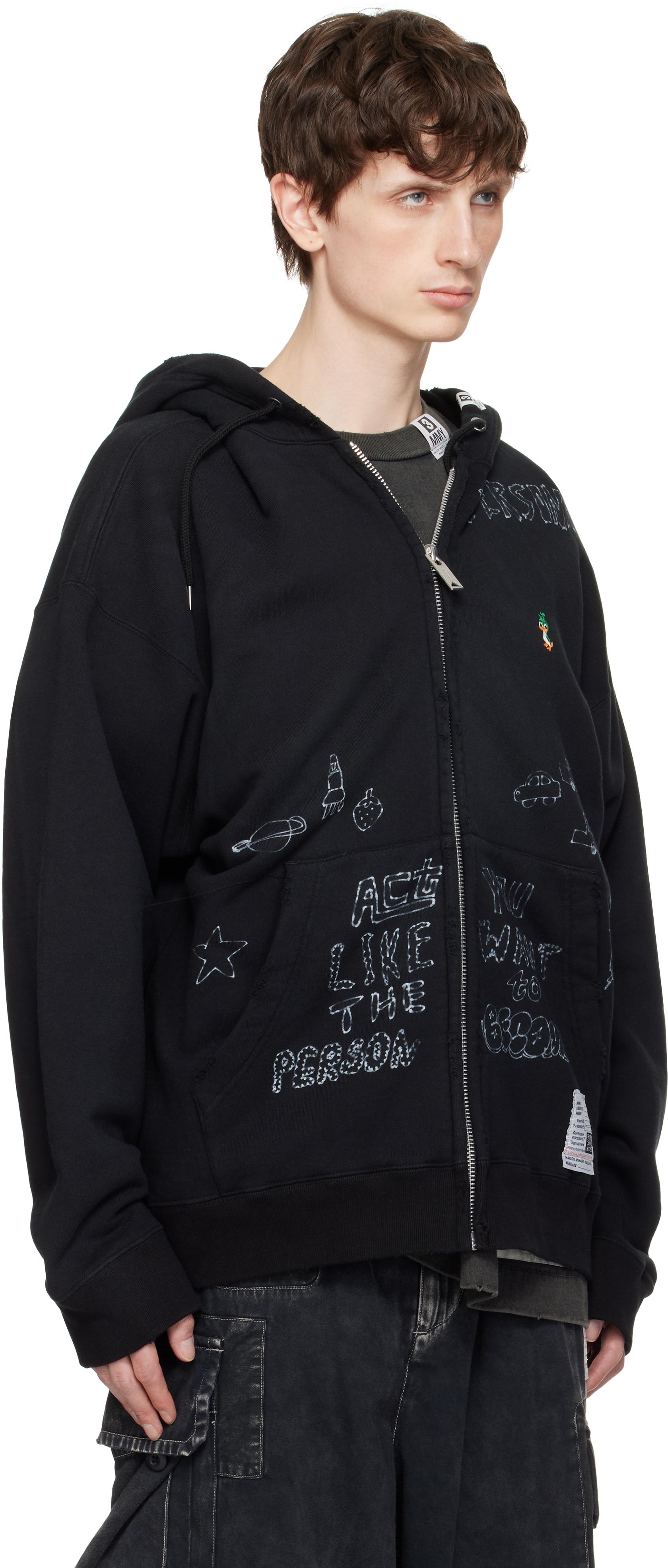 Maison Mihara Yasuhiro Distressed Graffiti Print Zip-Up