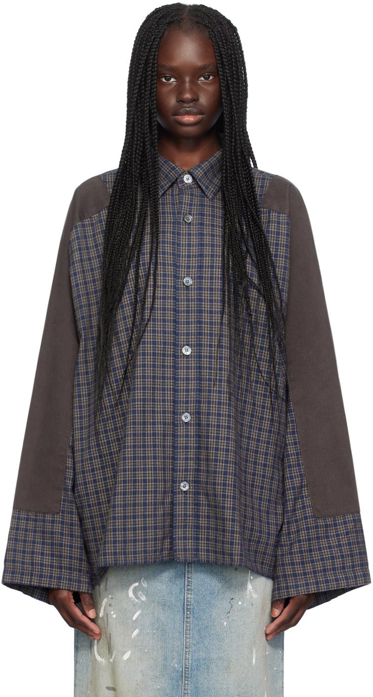 acne-BGBlackNavy-Check-Button-