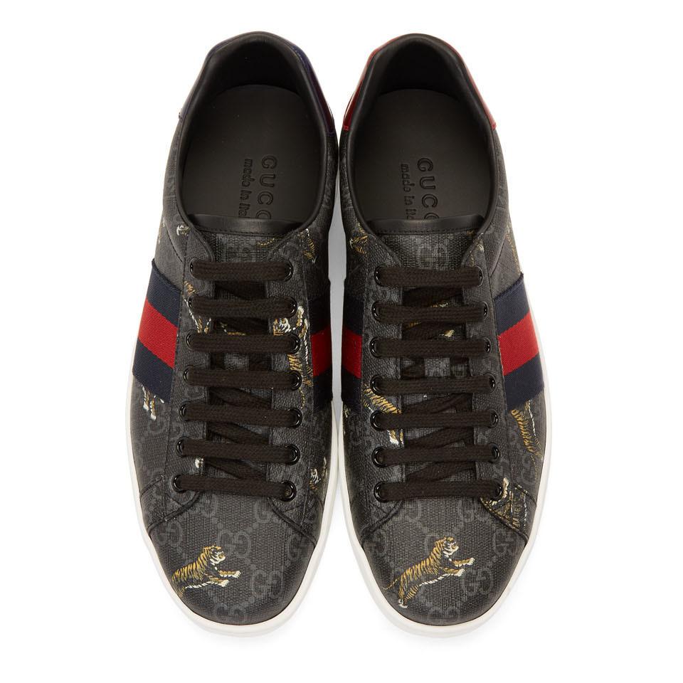 Gucci New Ace GG Tiger Canvas Trainers 