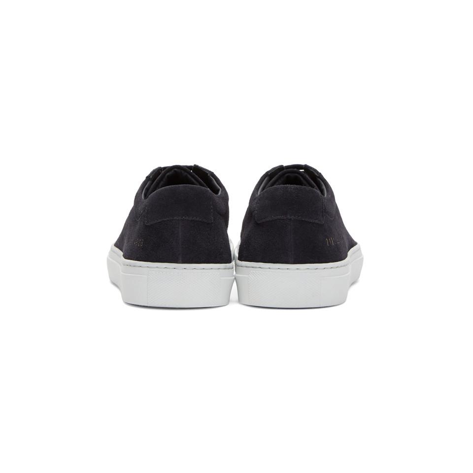 Common Projects Navy And White Suede Original Achilles Low