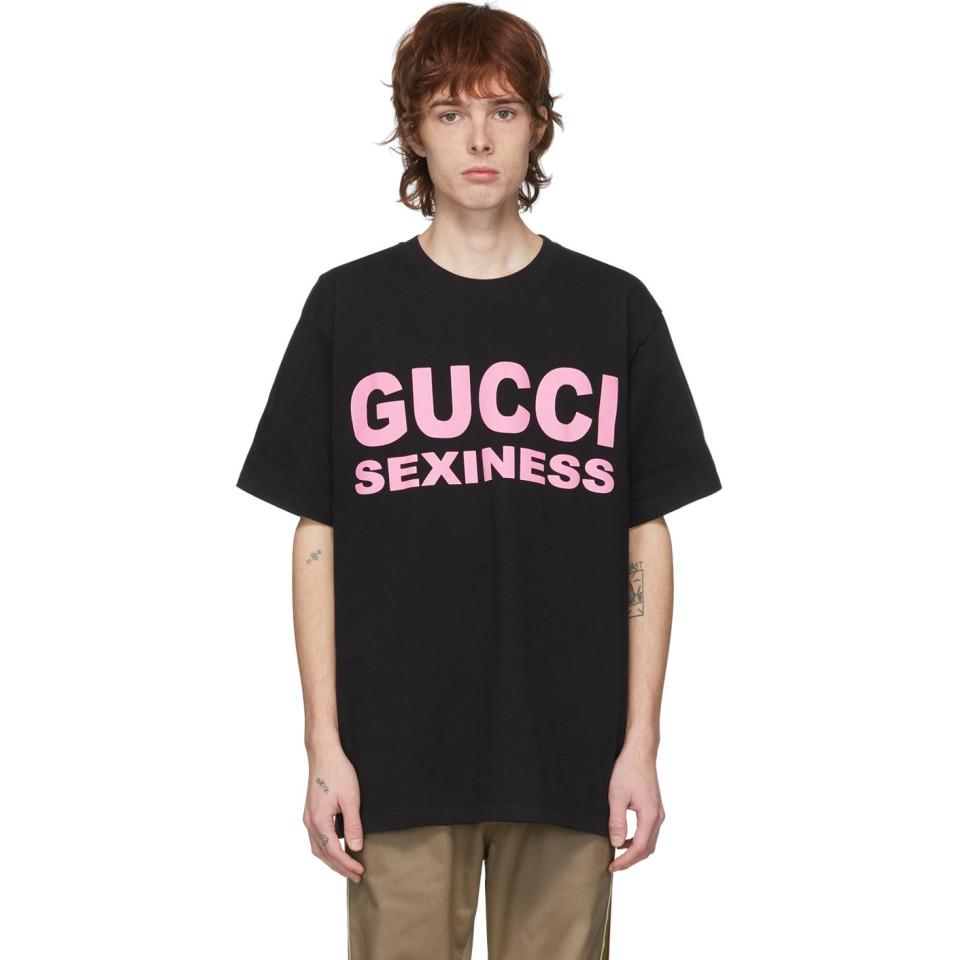 Gucci Sexiness Logo T-shirt in Black for Men | Lyst Australia
