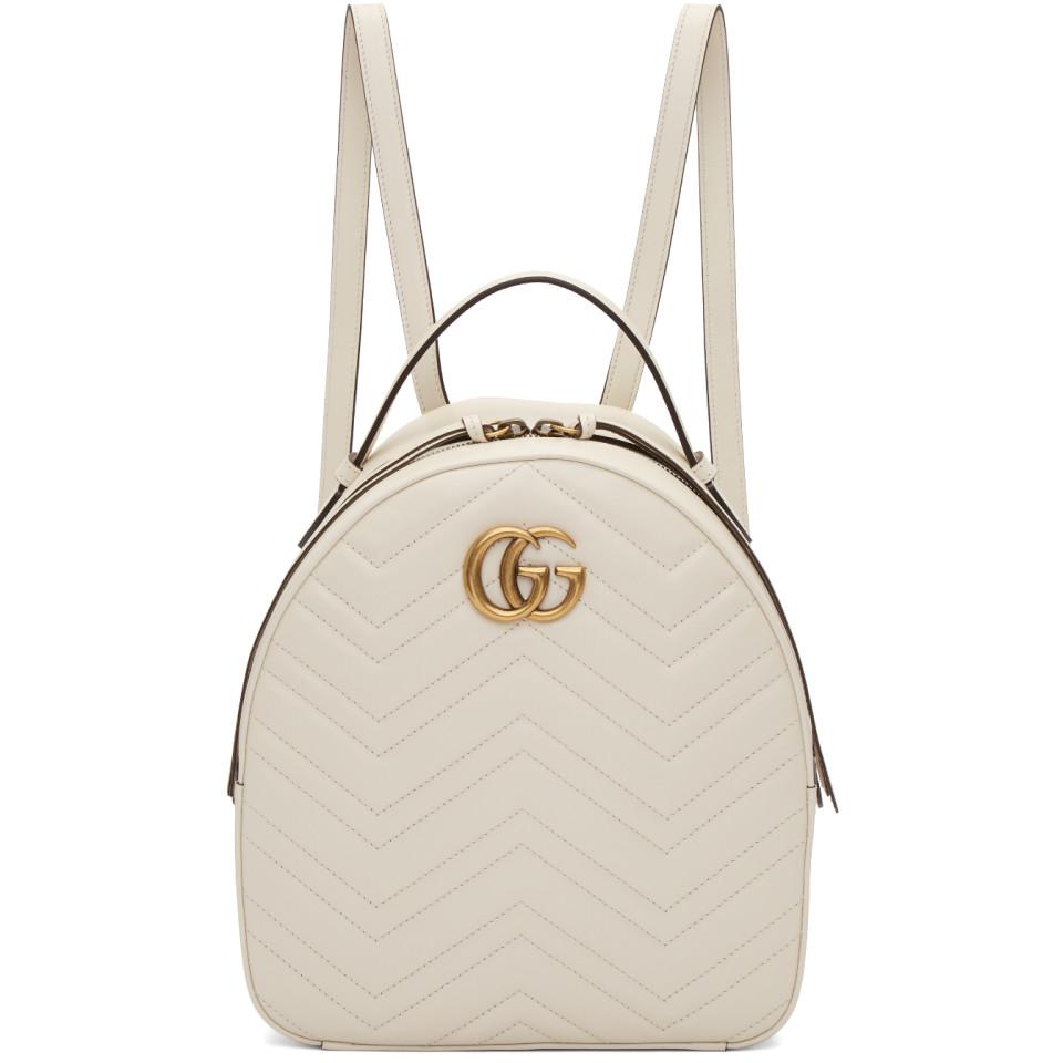Gucci White Gg Marmont Backpack | Lyst
