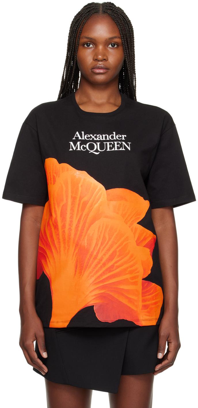 Alexander McQueen Black Graphic T-shirt in Orange | Lyst Canada