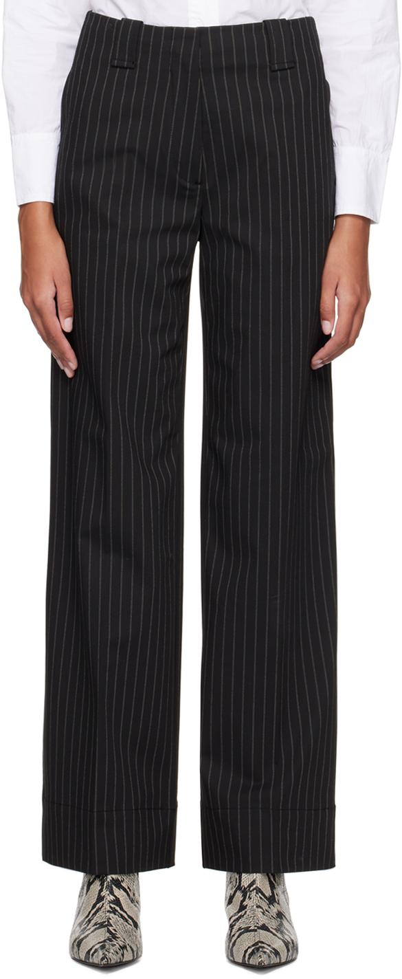 Ganni Black Striped Trousers