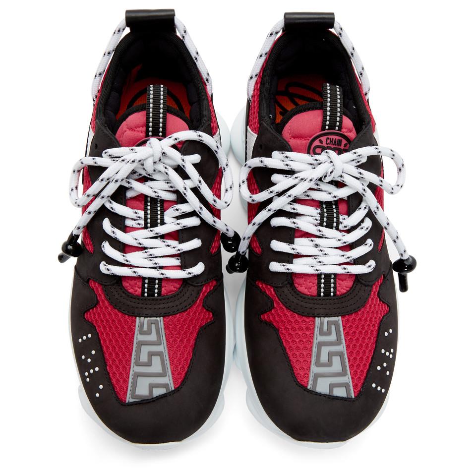 Versace Black And Red Nyc Runway Chain Reaction Sneakers for