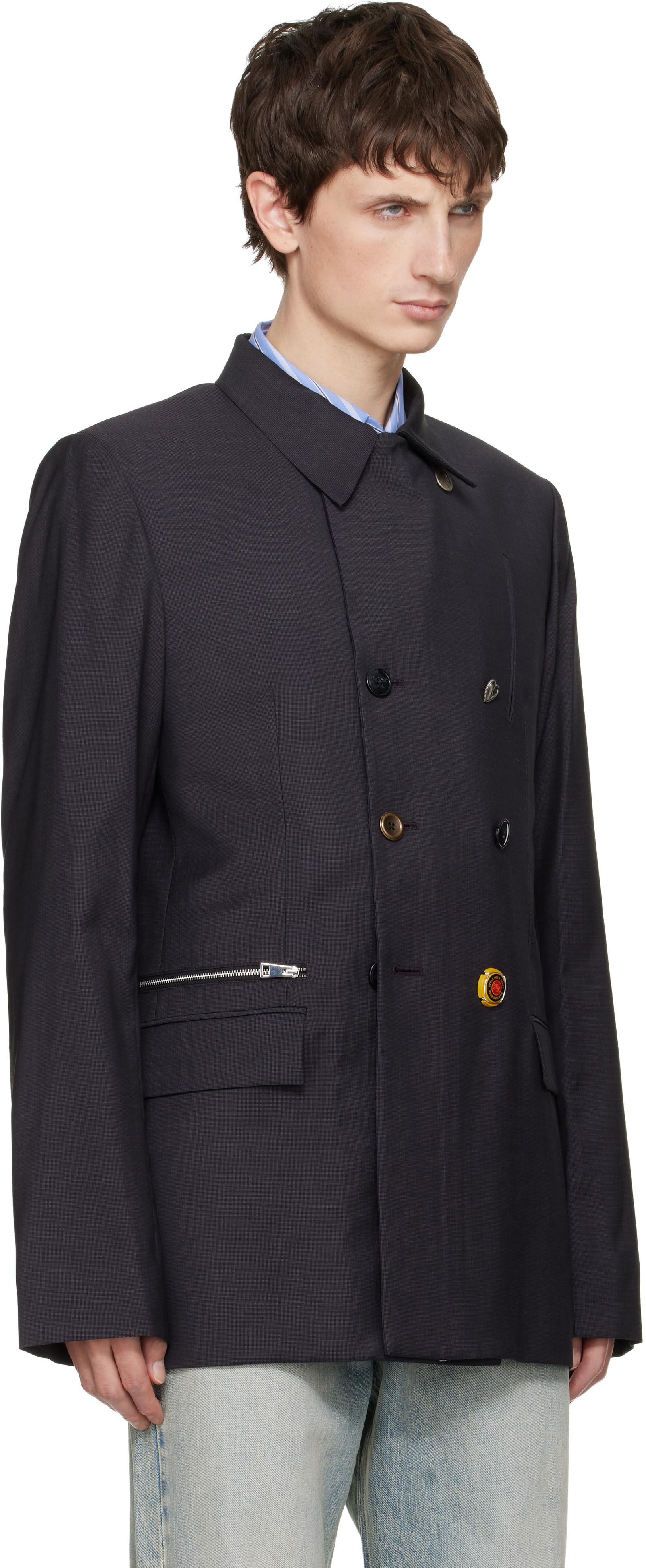 Martine Rose Double-Breasted Zip Blazer in Black for Men | Lyst