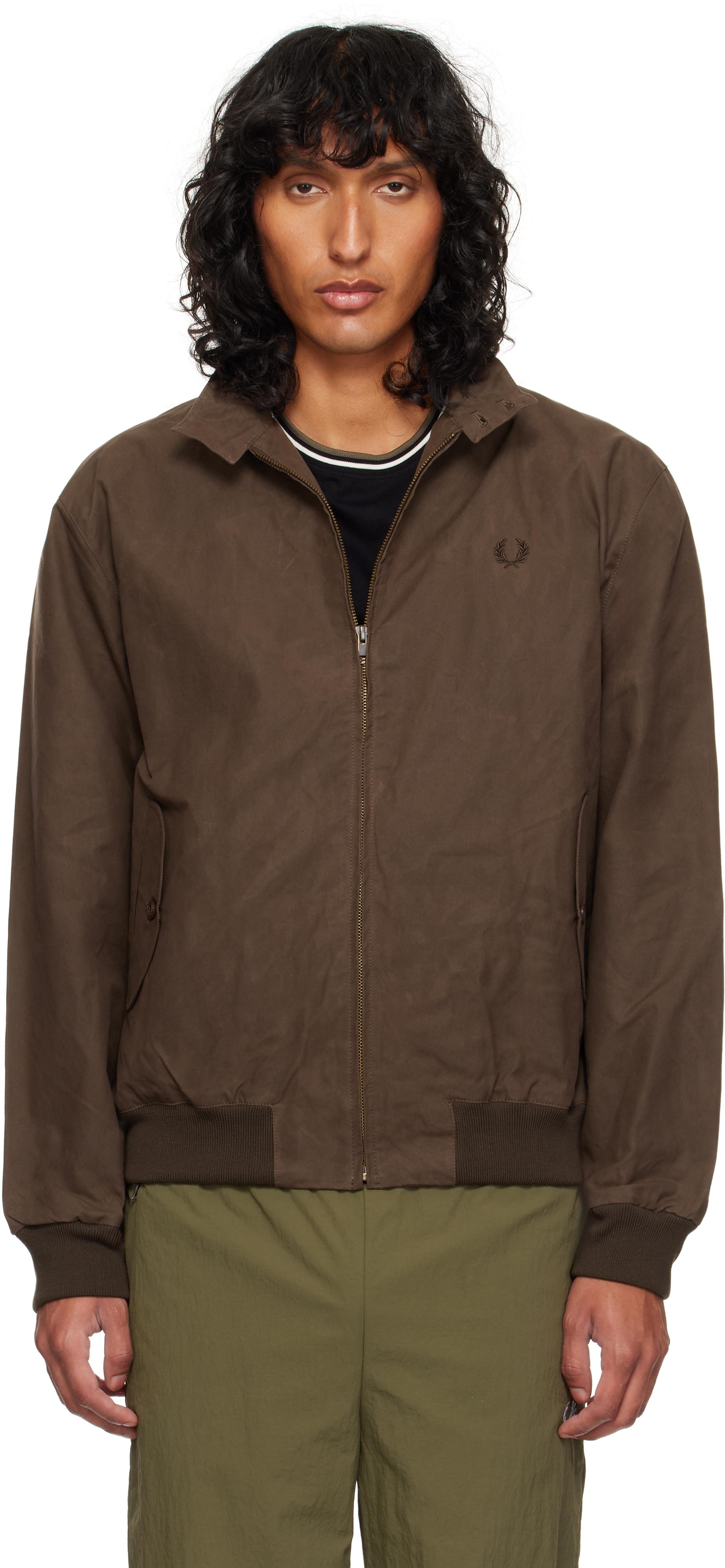 Blue Fred Perry Waxed Harrington Shop Waxed Harrington Jacket Top 