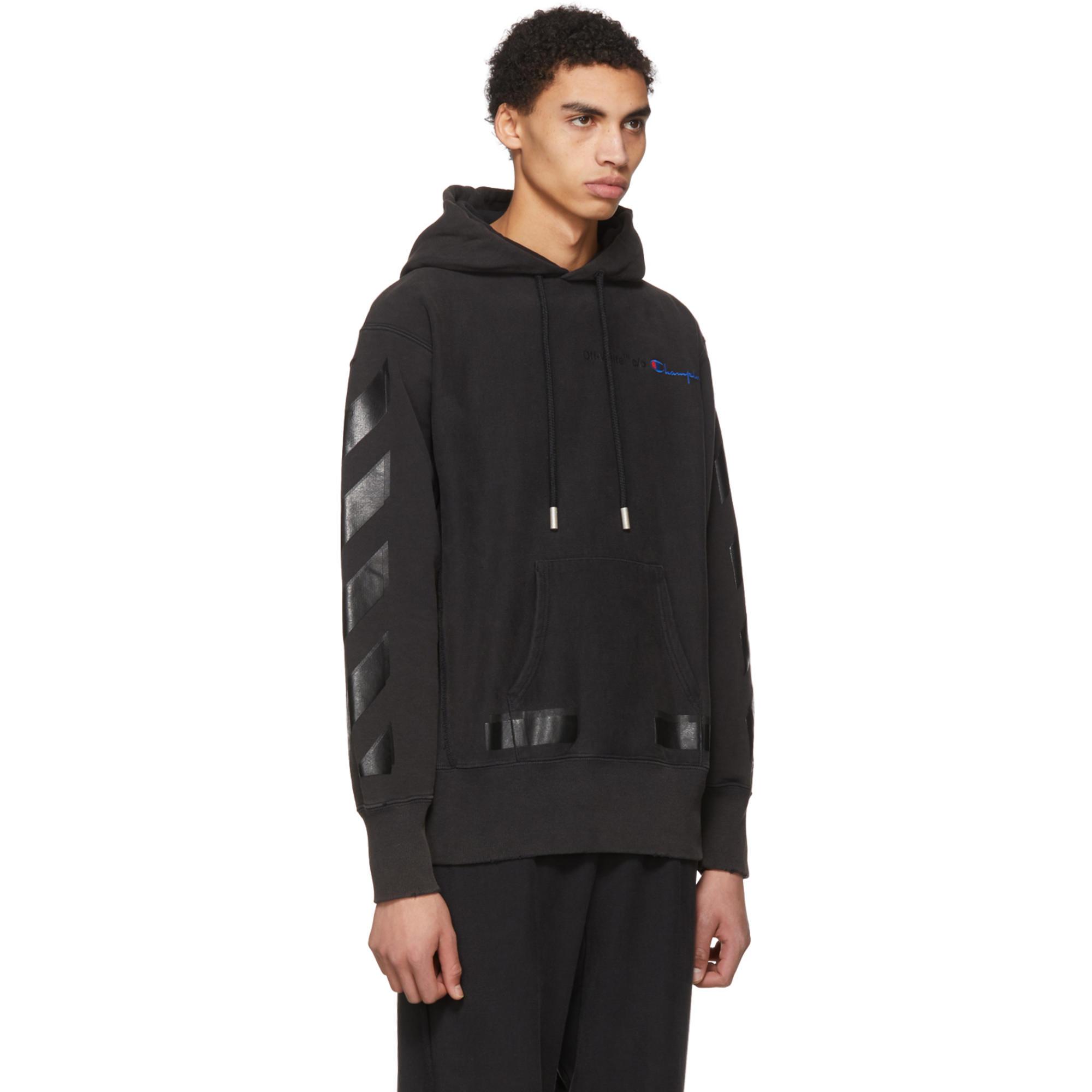 Off-White c/o Virgil Abloh Black Champion Edition Hoodie for Men - Lyst