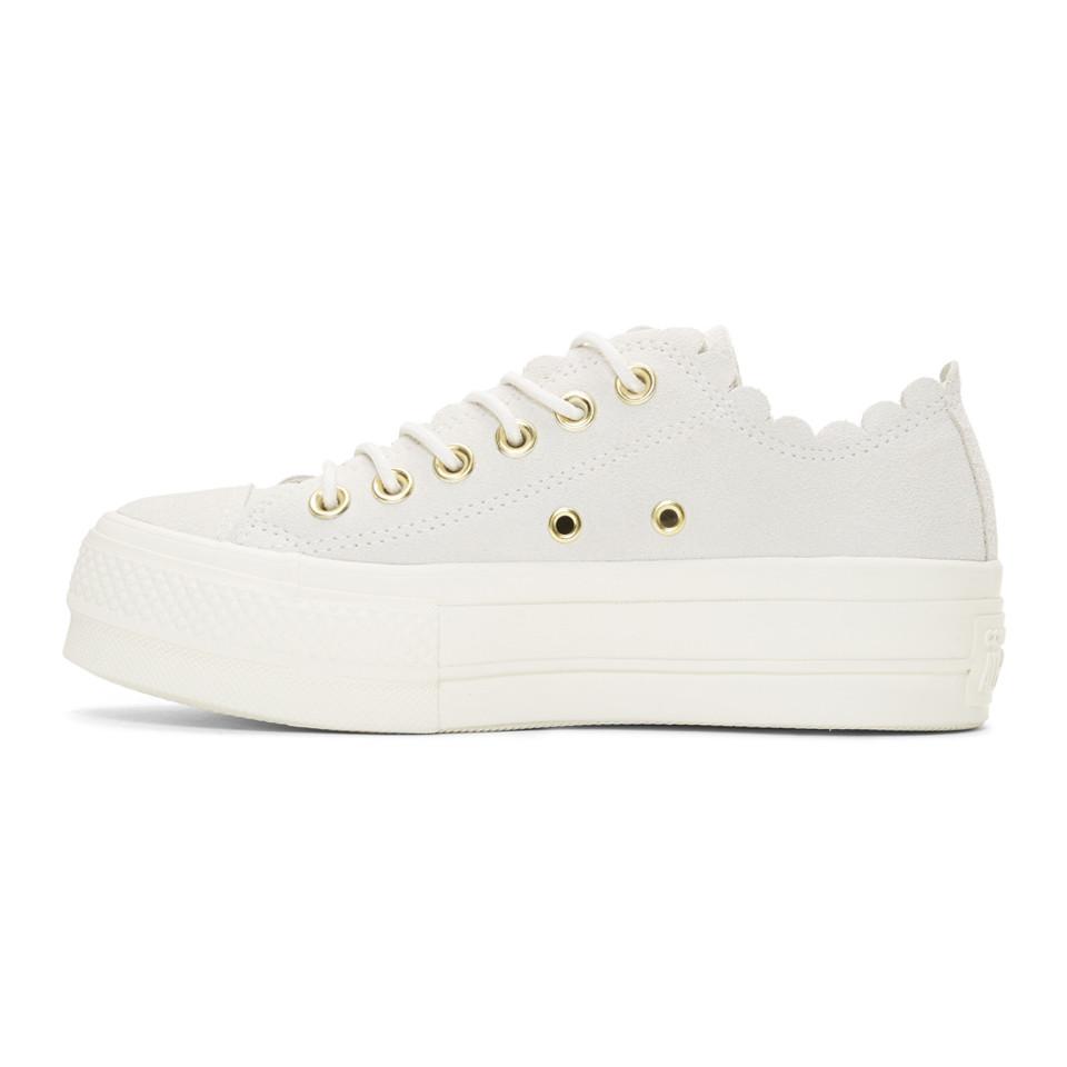 Converse Off-white Suede Chuck Taylor All Star Lift Frilly Thrills Sneakers  | Lyst