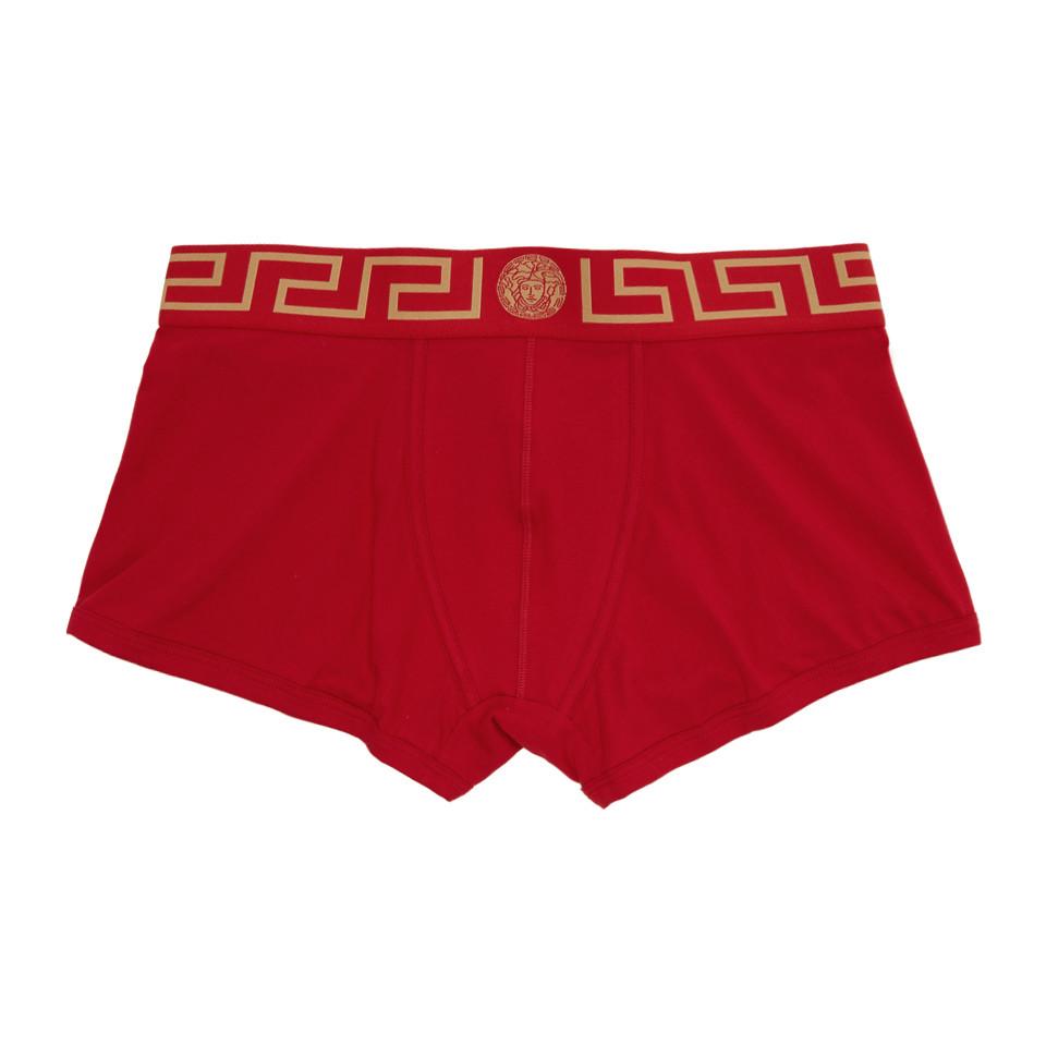 Versace Cotton Red And Gold Medusa Low-rise Boxer Briefs for Men - Lyst