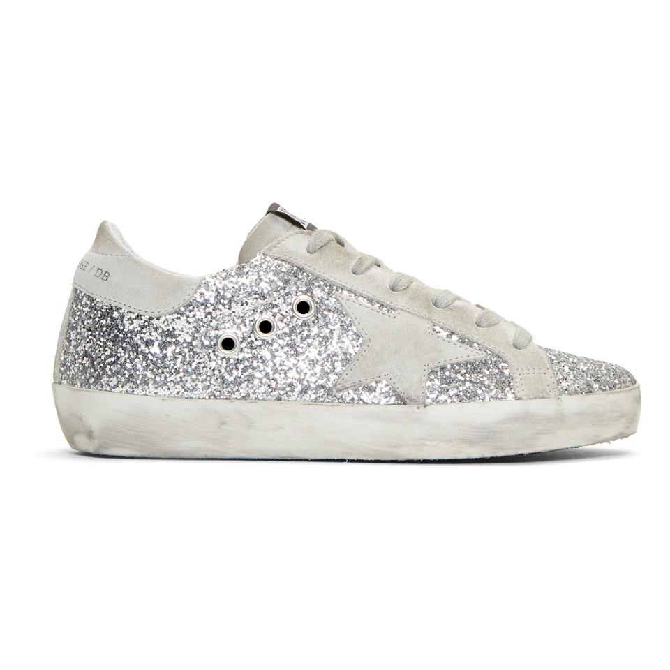 ssense exclusive white glitter superstar sneakers