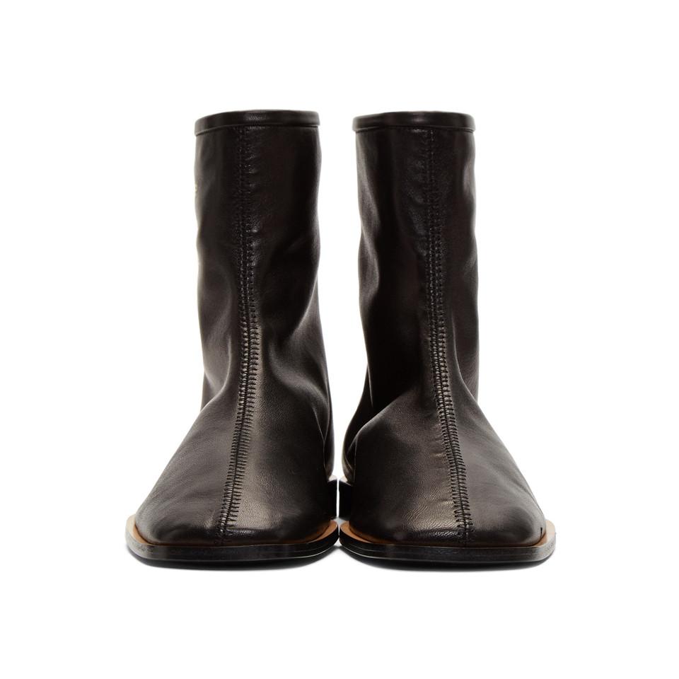 Acne Studios Leather Black Branded Ankle Boots - Lyst