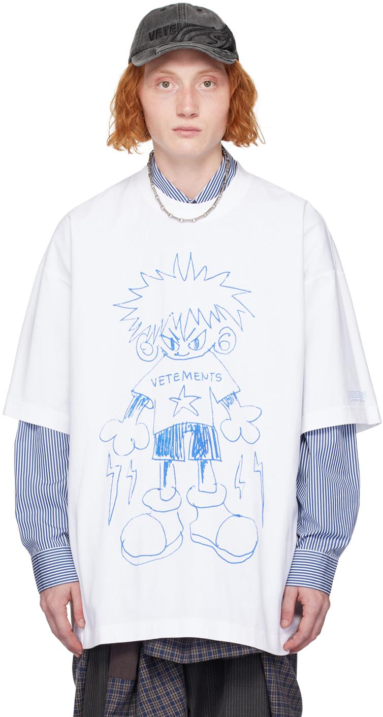 Vetements Drawing T-Shirt in White for Men | Lyst