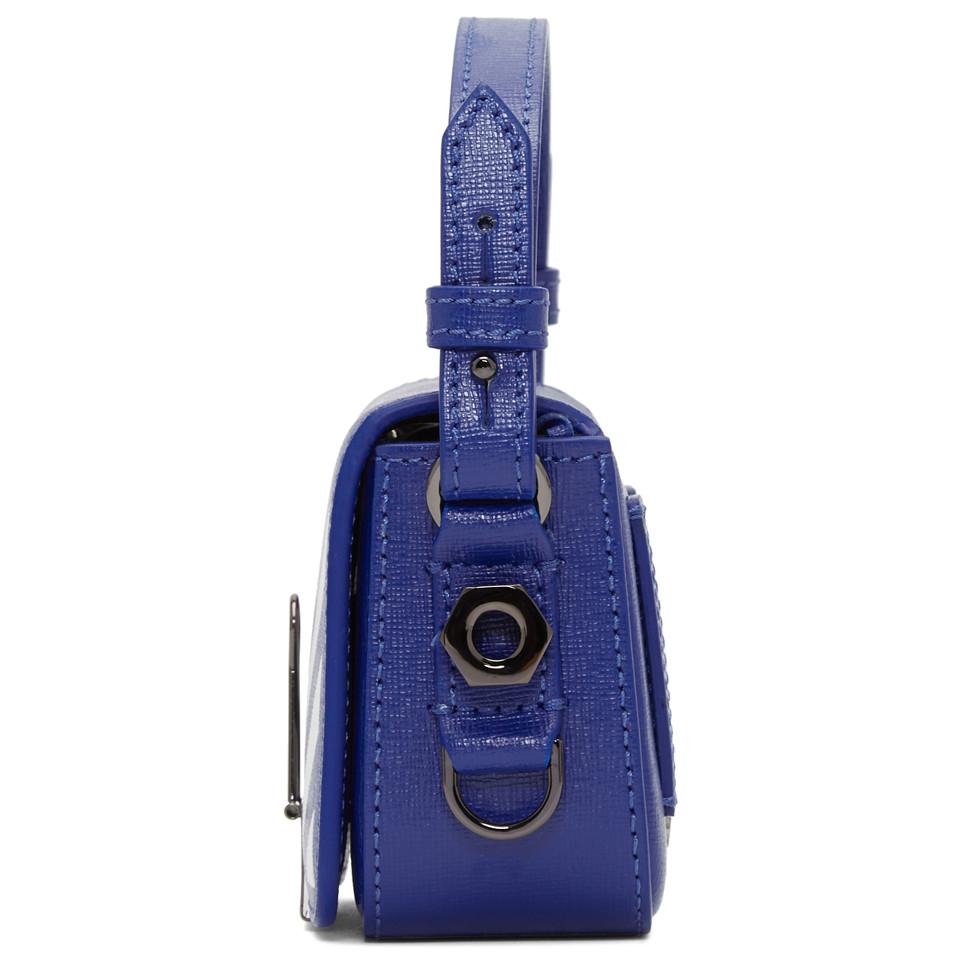 Off-White c/o Virgil Abloh Mini Binder Clip Degradé Leather Crossbody Bag  in Blue