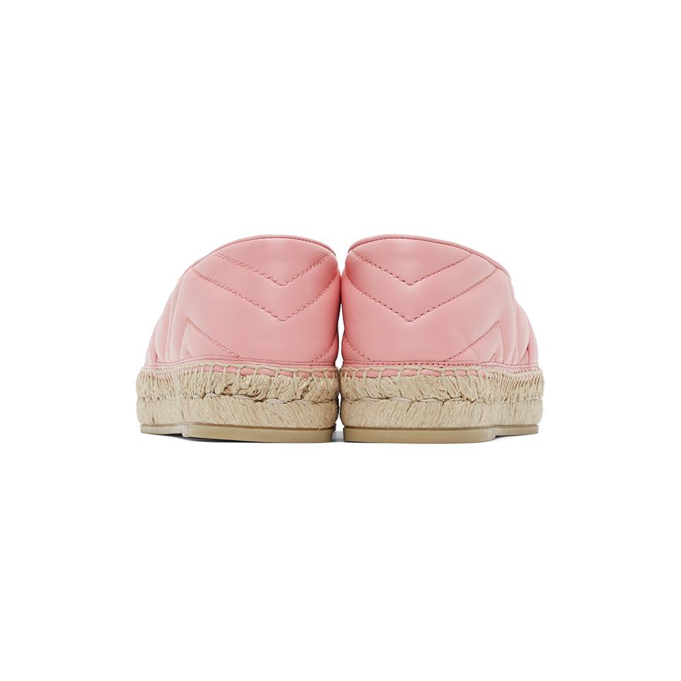 Gucci Leather Pink Quilted Charlotte Espadrilles - Lyst
