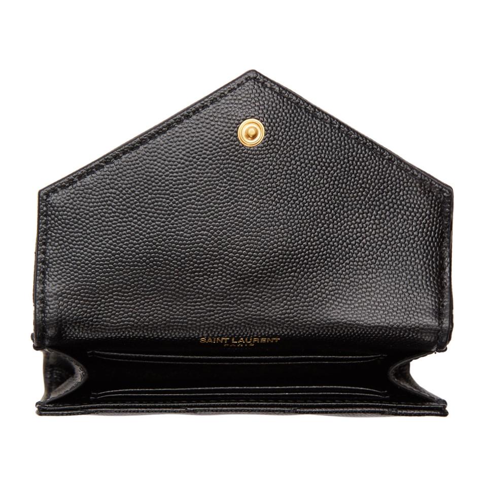 saint laurent black & gold small monogramme envelope wallet