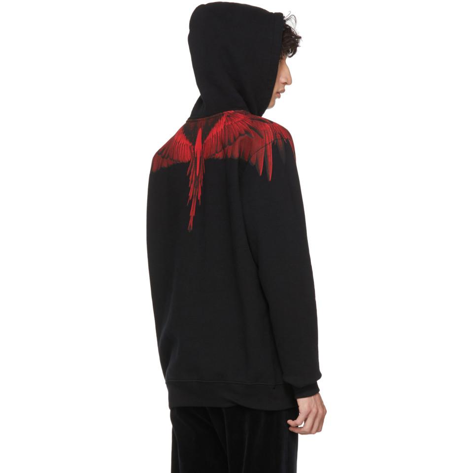 Marcelo Burlon Cotton Black And Red Wings Hoodie for Men - Lyst