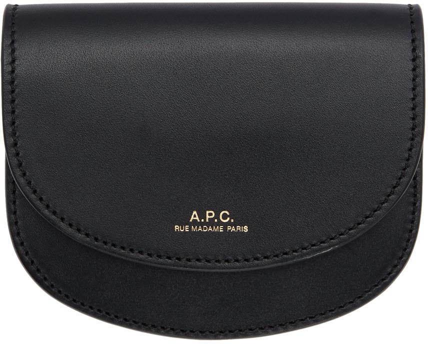 A.P.C. Leather Compact Genève Wallet in Black - Lyst