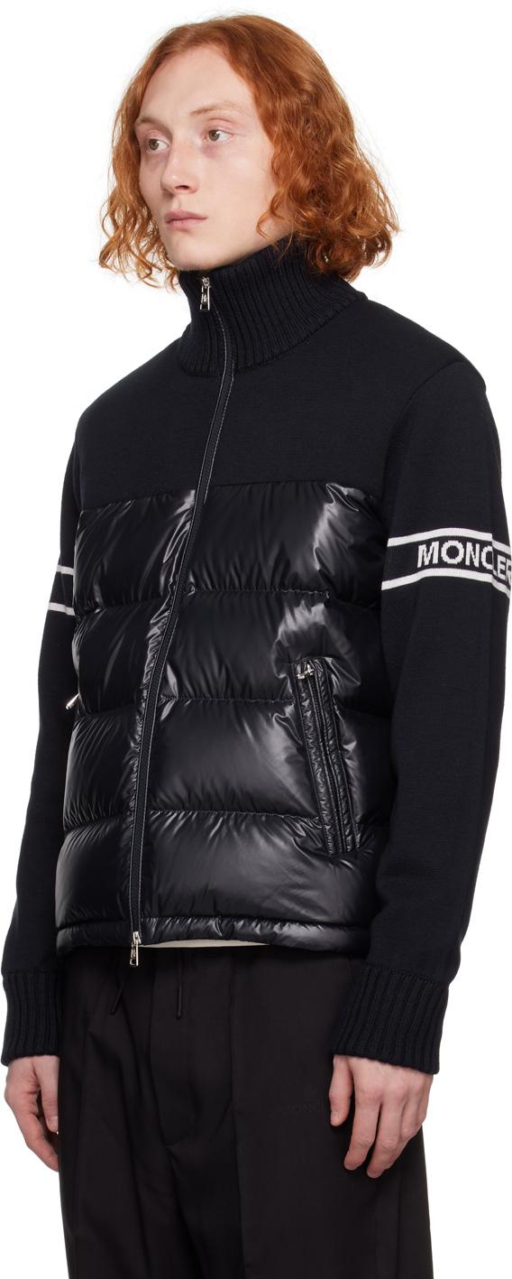 Moncler メンズ ブルー ネイビー パネル ダウン カーディガン