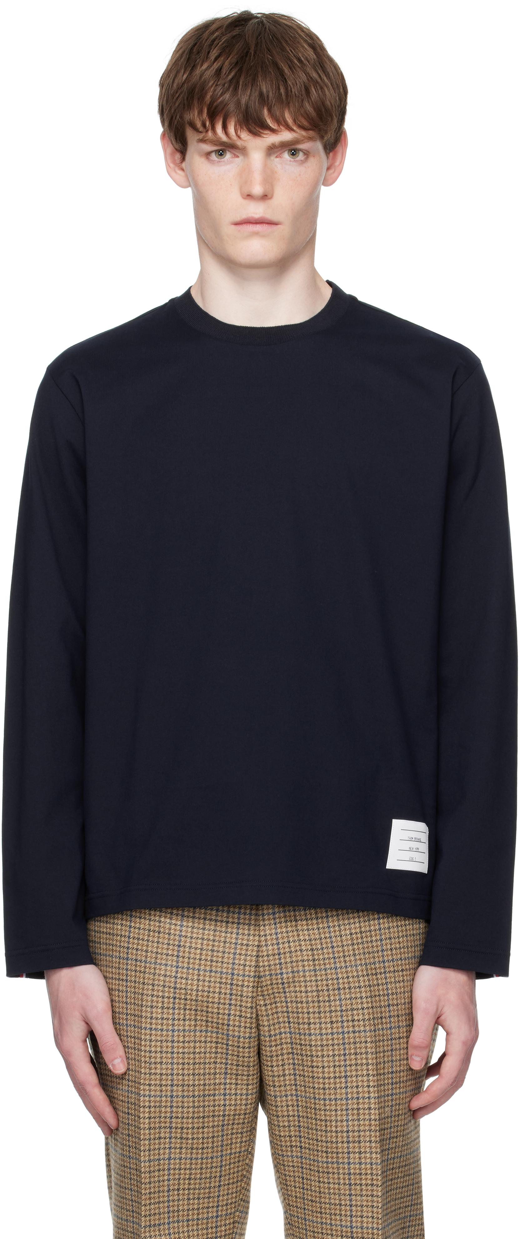 Thom Browne｜LONG-SLEEVED ROUND NECK T-SHIRTS (LONG SLEE Thom Browne 4-Bar long-sleeve T-shirt | White | FARFETCH