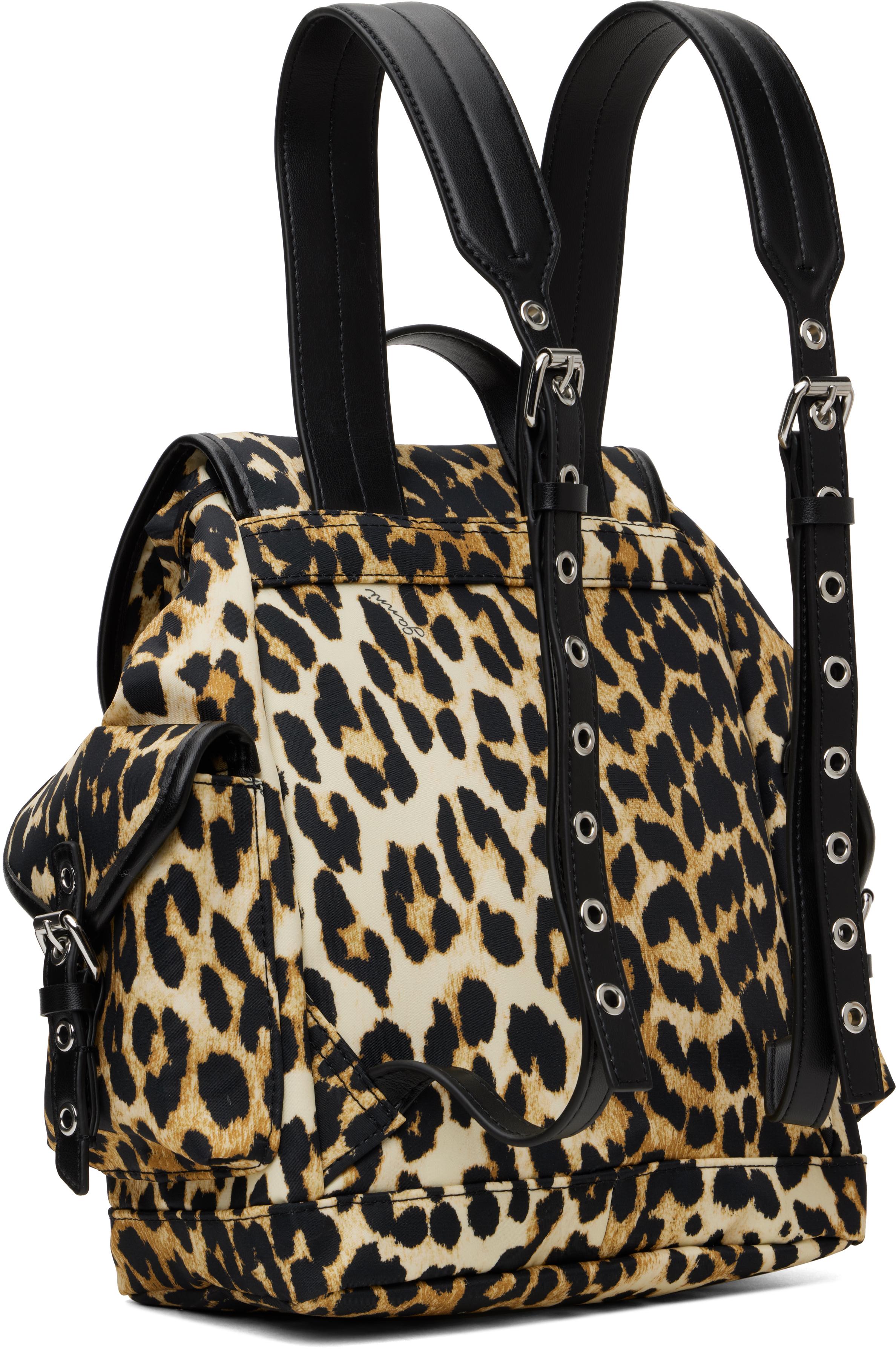 『Ganni』スモール Bucky レオパード ナイロン バックパック Leopard Leopard Small Nylon Bucky Backpack | GANNI US