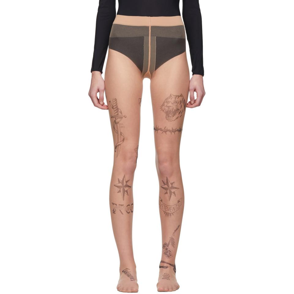 Vetements Beige Wolford Edition Tattoo Tights in Natural | Lyst