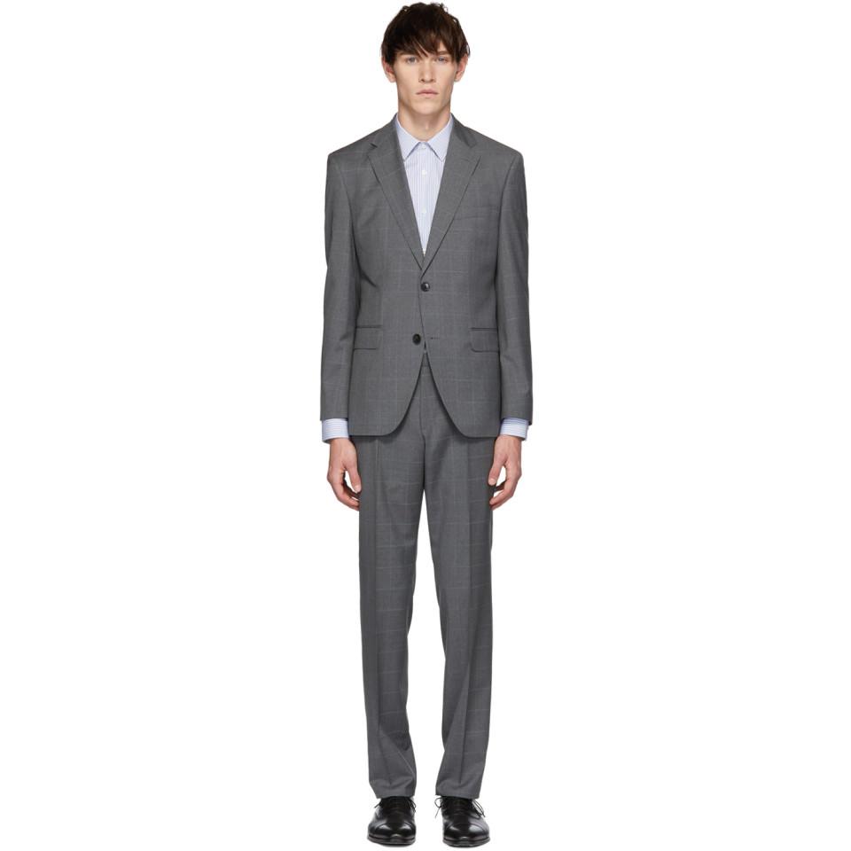 BOSS by HUGO BOSS Grey Check Johnston 5 Lenon 1 Suit in Gray for Men | Lyst