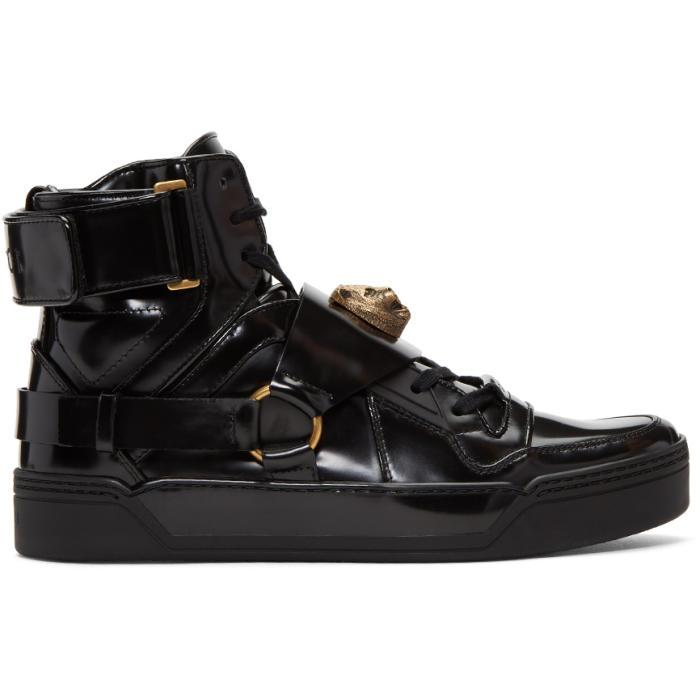 gucci black and gold shoes
