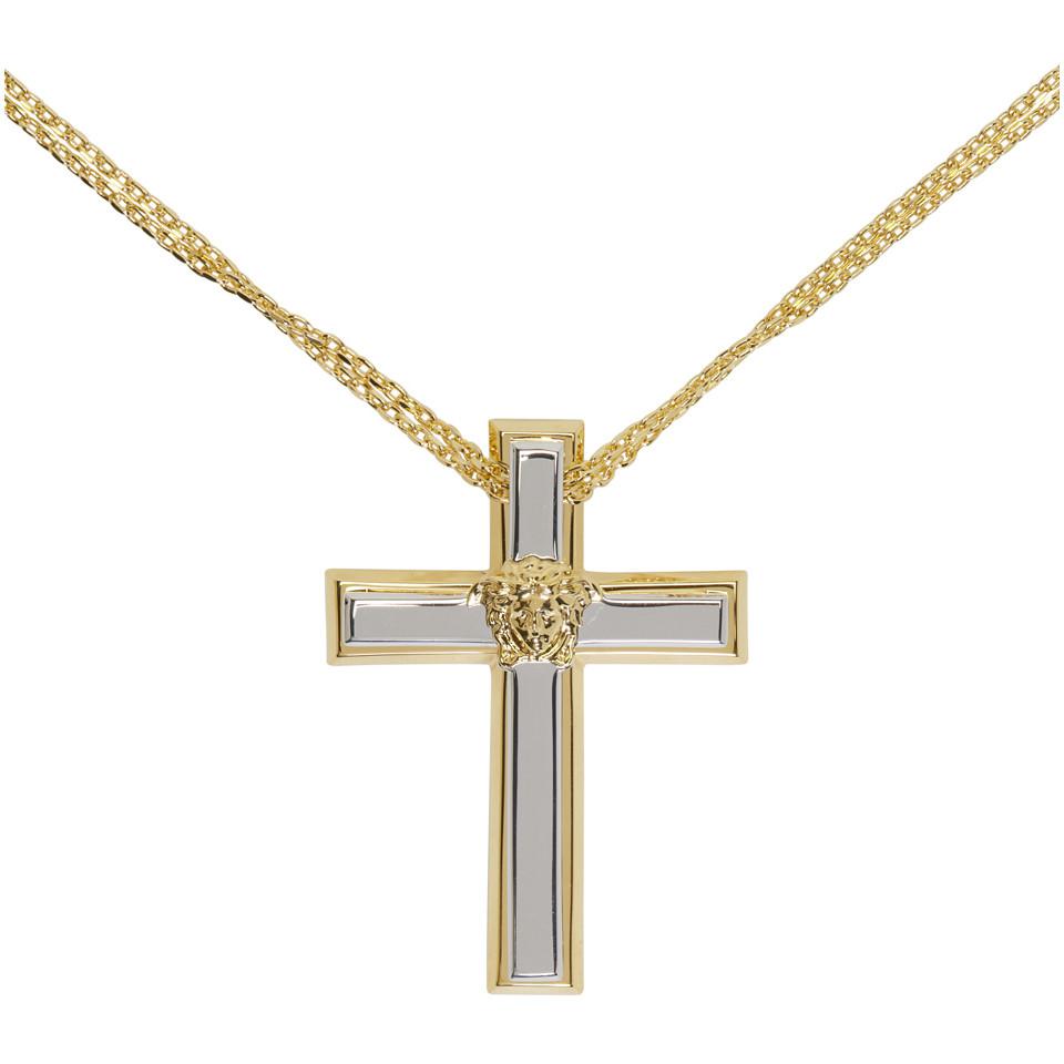 Versace Gold And Silver Cross Necklace 