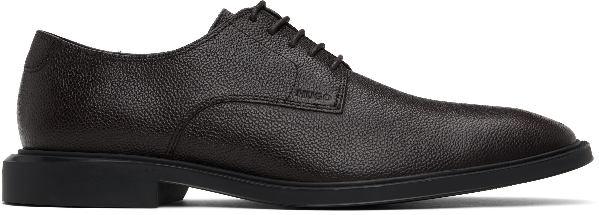 HUGO Rich Black Leather Derbys HUGO - Derby shoes in grained leather - Black main image 4