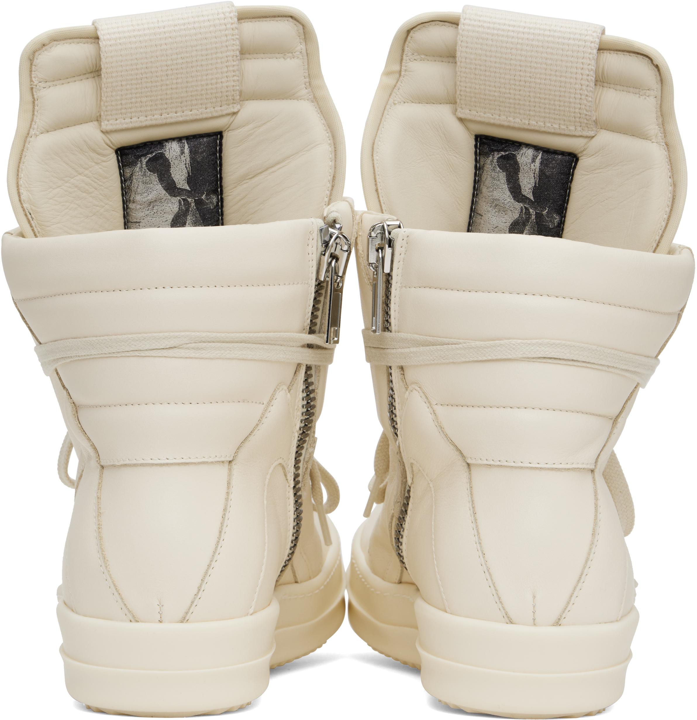 Rick Owens Off- Hollywood Geobasket Sneakers in White for