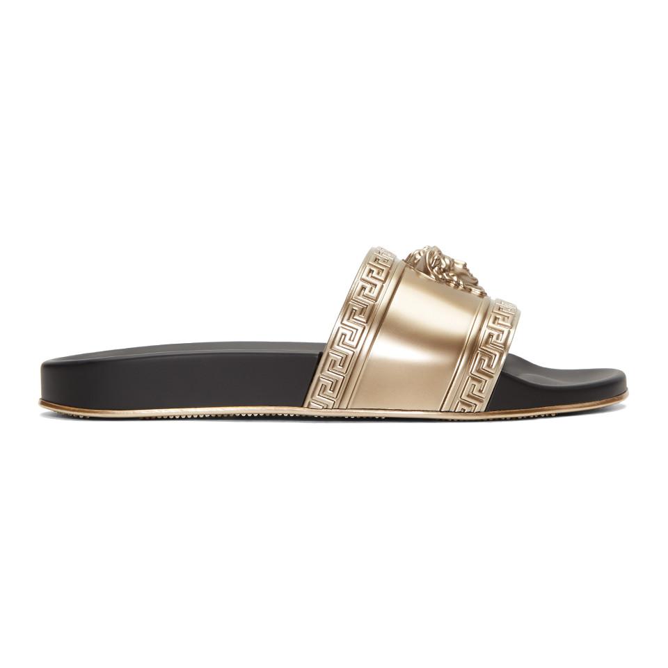 versace gold medusa slides
