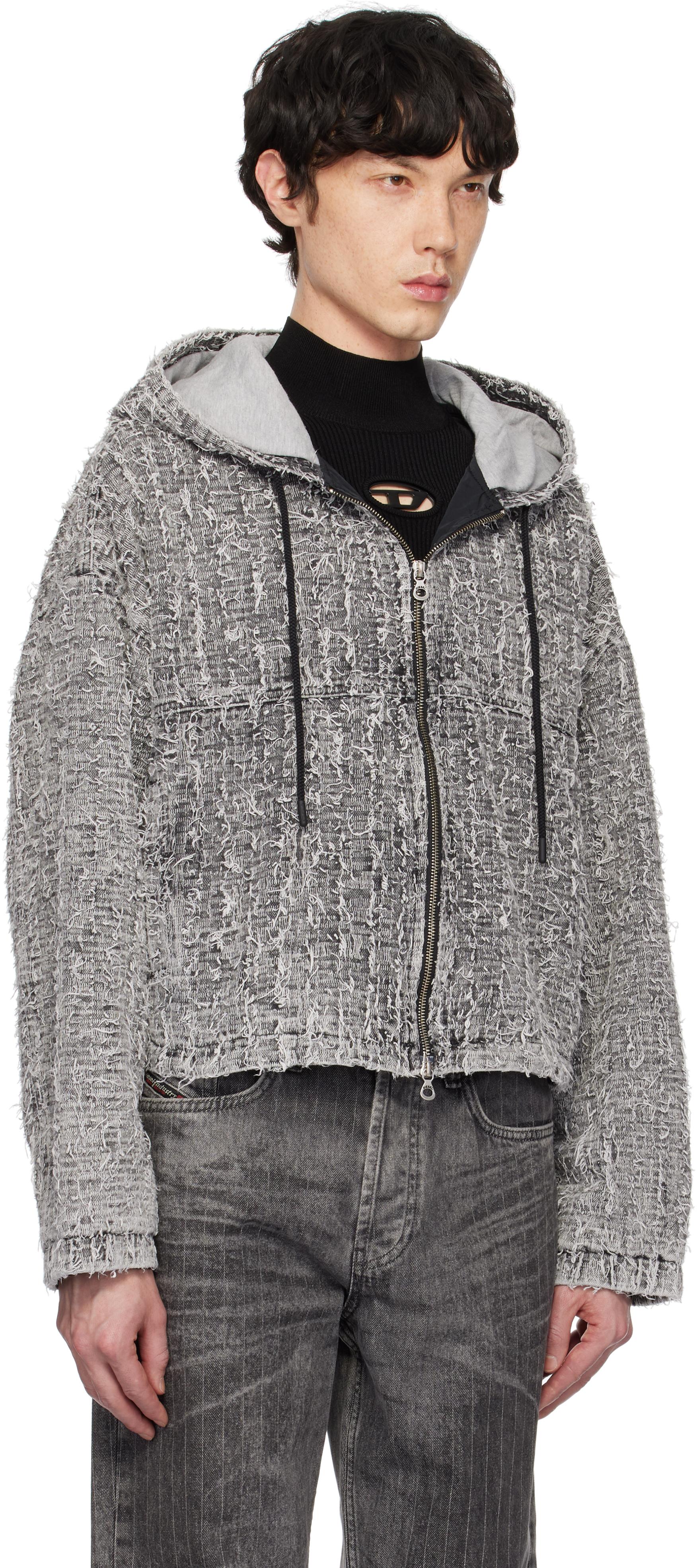 【関税込み】Diesel グレー De-Flow-S1 デニムジャケット DE-FLOW-S1 Hooded jacket in bouclé denim｜グレー｜ウィメンズ