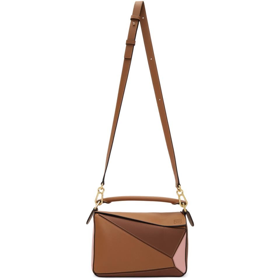 Loewe Tan And Pink Small Puzzle Bag in Brown