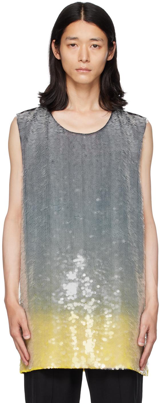 Jil Sander メンズ ブラック グレー グラデーション タンクトップ Tシャツ