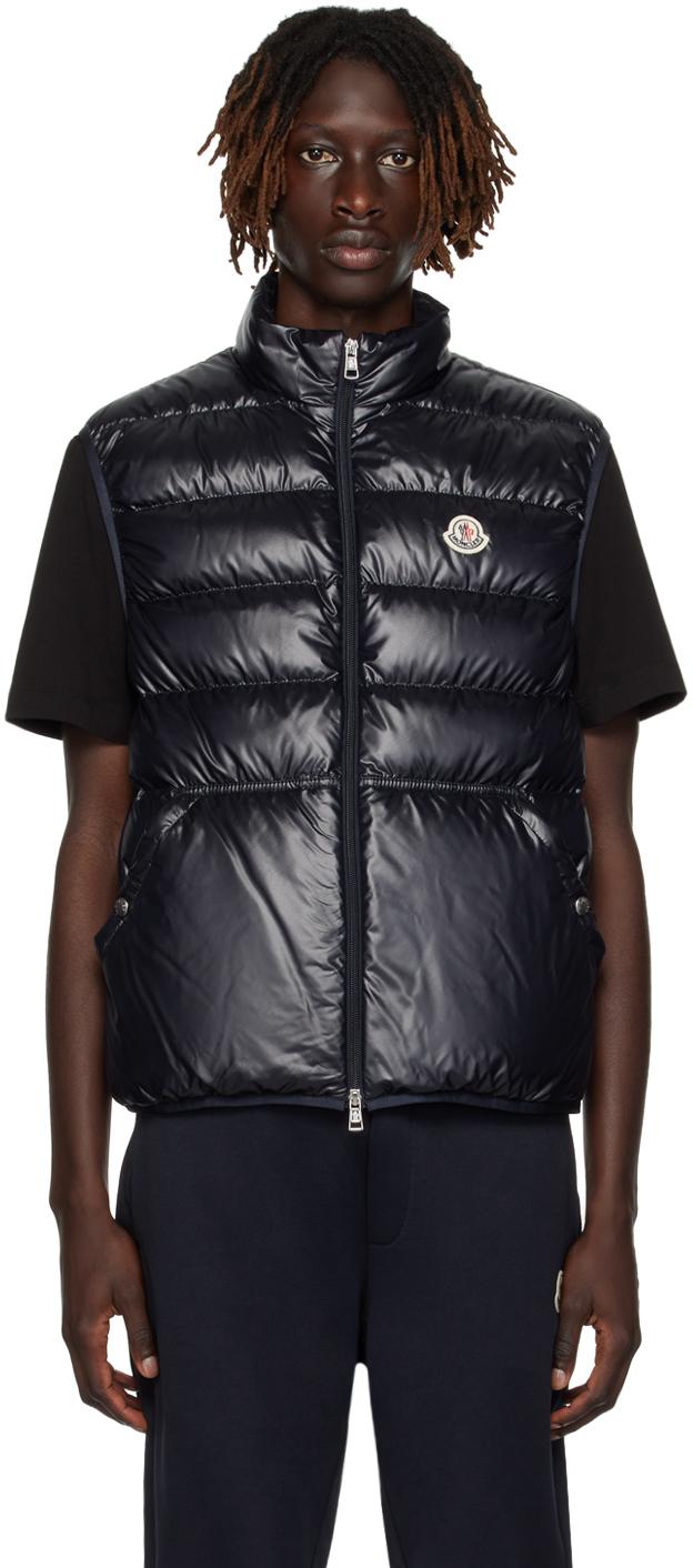 Moncler メンズ ブラック ネイビー Aube ダウンベスト ジャケット 