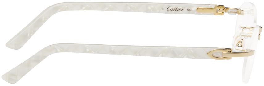 Cartier Gold Off white Oval Glasses in Black for Men Lyst UK