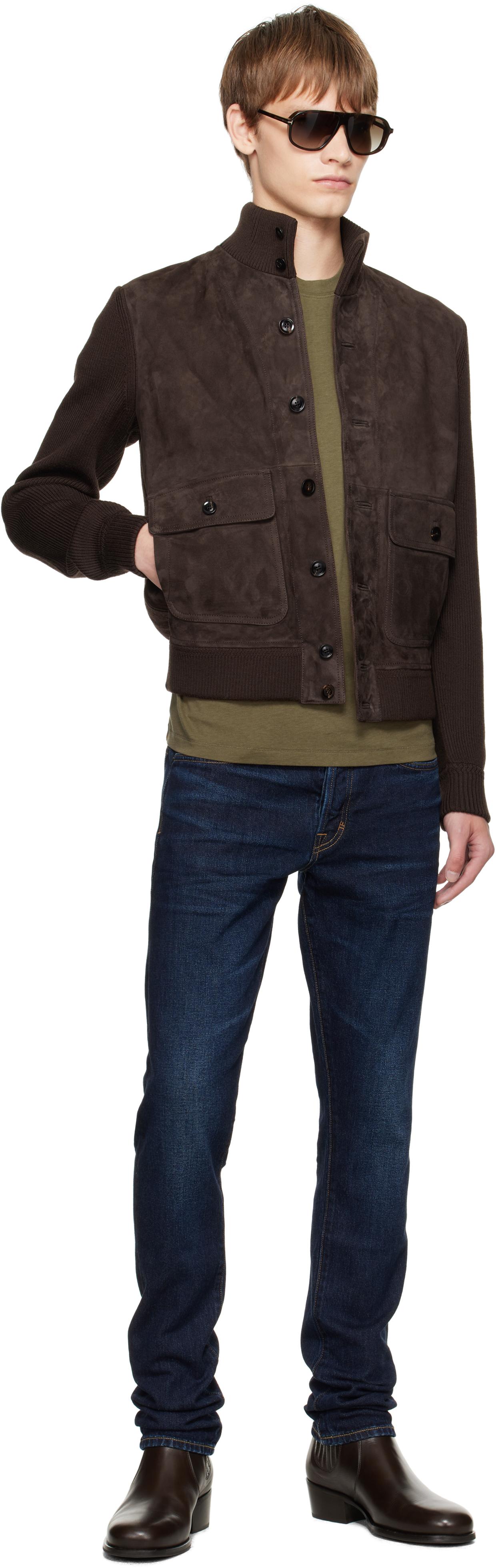 Tom Ford Suede Front Merino Leather Jacket in Black for Men Lyst