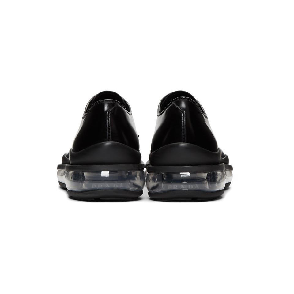 Prada Levitate Brushed Leather Derby Shoes in Black for Men  display picture 2