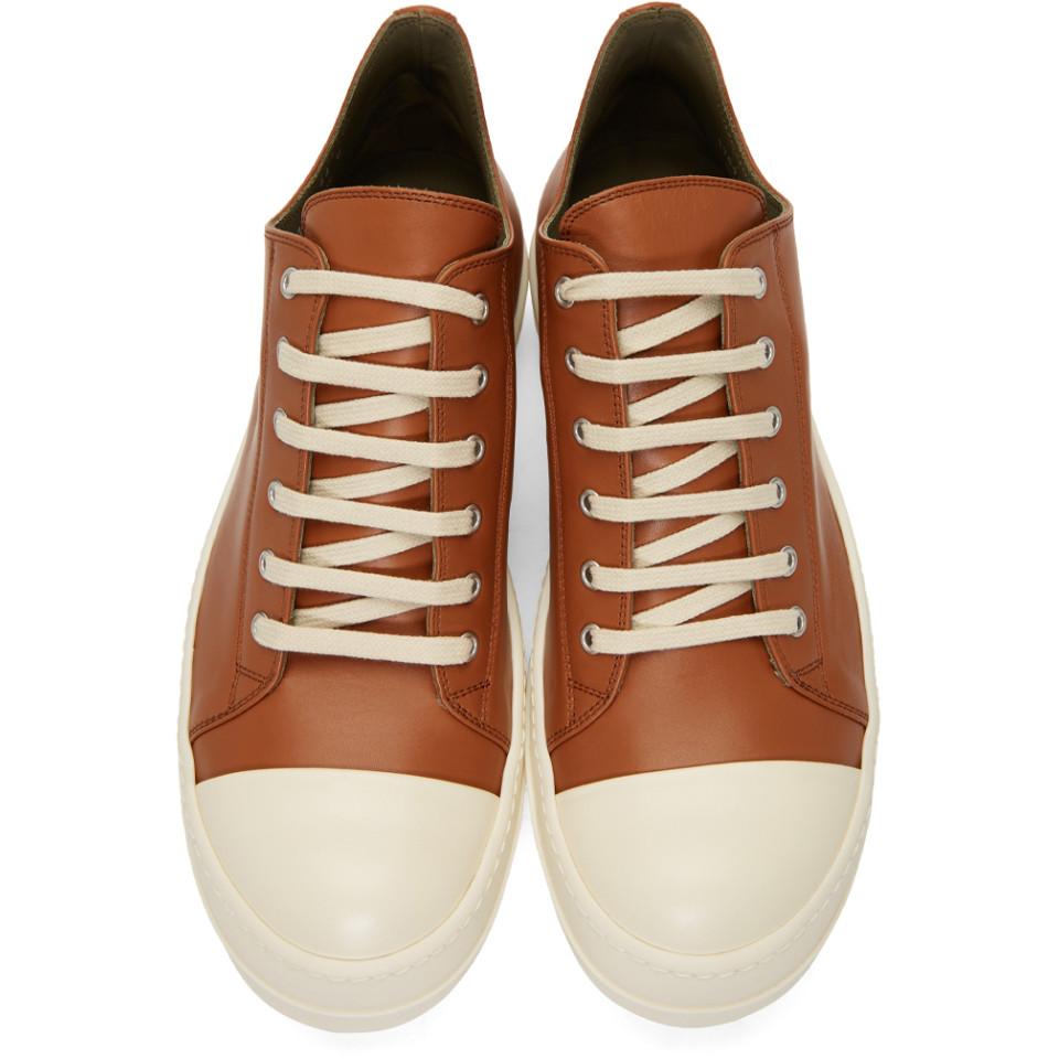 【RICK OWENS 】ブラウン Hollywood ゴートレザー スニーカー RICK OWENS 】ブラウン Hollywood ゴートレザー スニーカー
