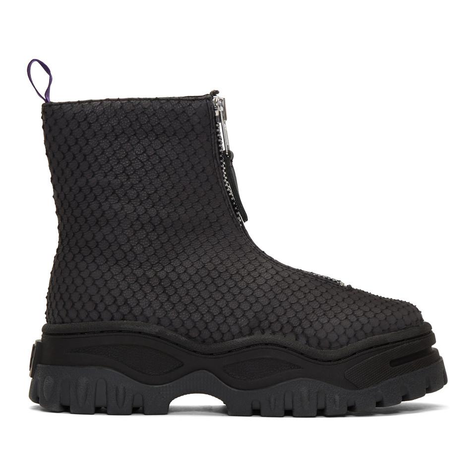 Eytys Leather Ssense Exclusive Grey Raven Tilapia Boots in 
