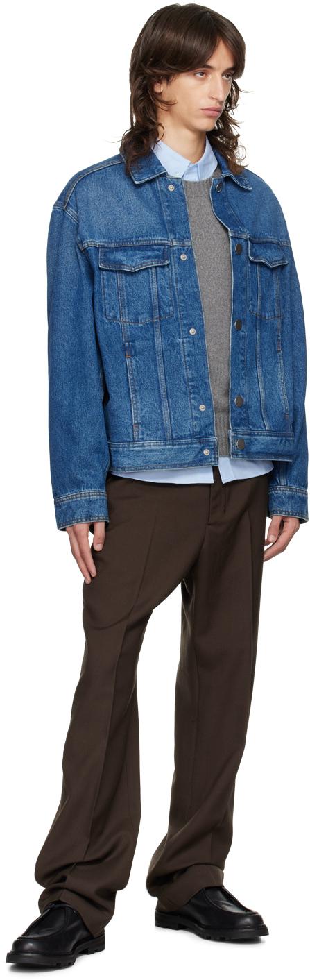 Ami Paris メンズ ブルー トラッカー デニムジャケット ジャケット 