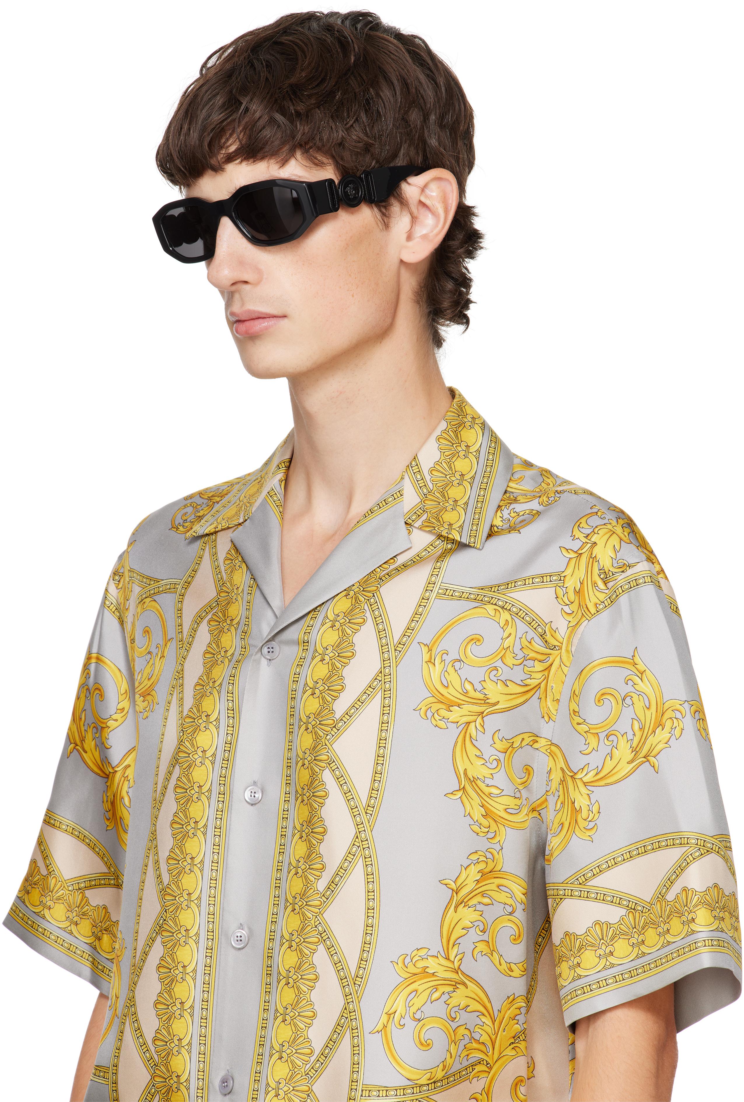Versace メンズ ブラック メドゥーサ ビギー サングラス サングラス
