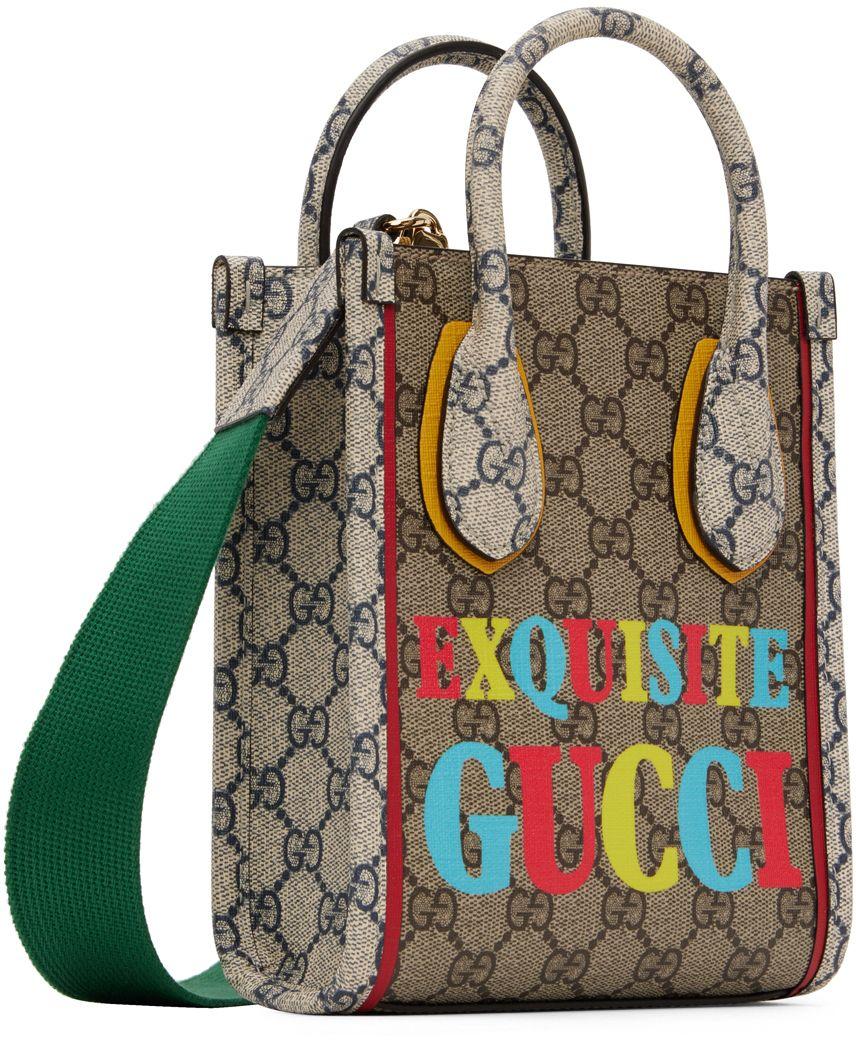 Gucci GG Print Red Canvas And Leather Small Tote Shoulder Bag