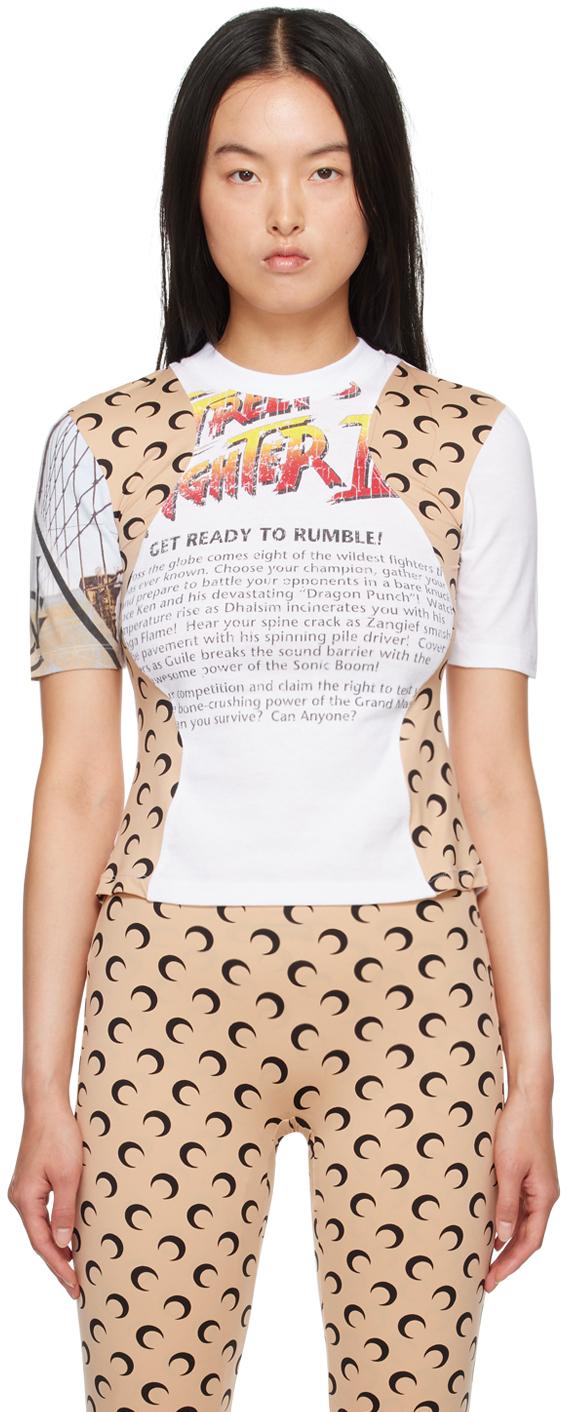 MARINE SERRE ホワイト 半袖Tシャツ